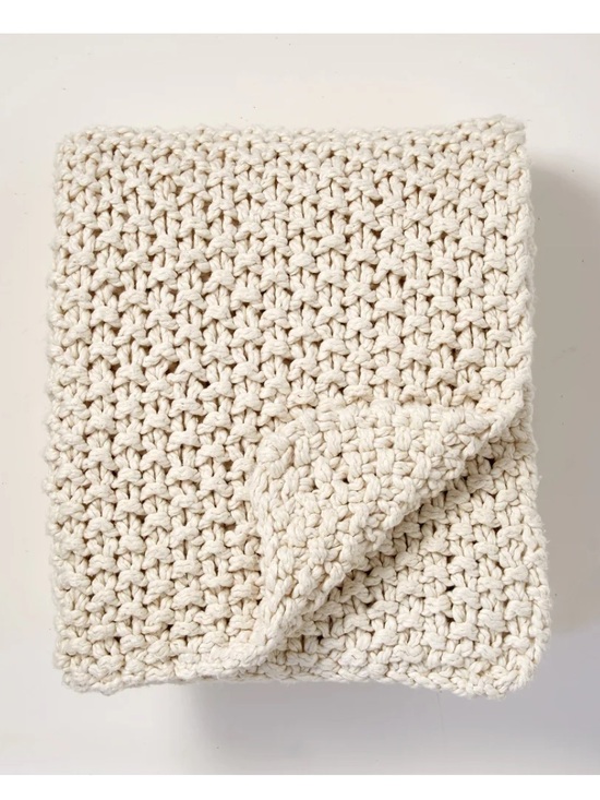 Dkny Other - DKNY Pure Chunky Knit Blanket Throw Natural Cream 100% Cotton 50'' x 60''